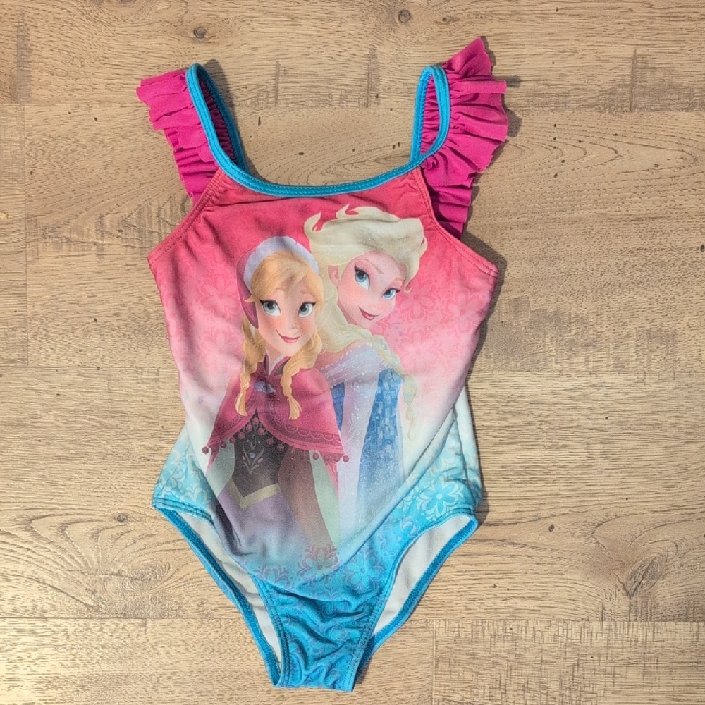 Disney Frozen Anna & Elsa Pink and Blue Girls Swim One Piece
